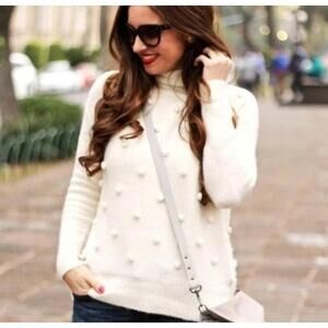 Madewell Dot Snowglobe Pullover Sweater Mockneck Cream Womens Small